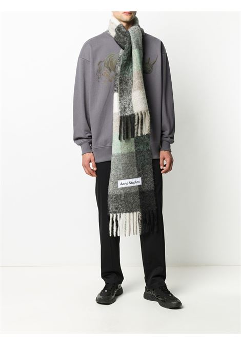 sciarpa mohair a quadri unisex verde e grigia ACNE STUDIOS | CA0084BO8